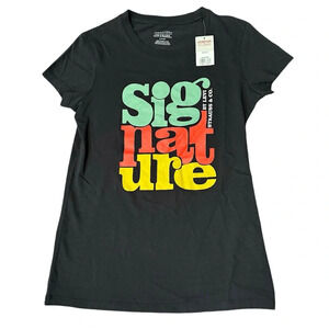 LEVI'S Womens Signature Graphic T-Shirt Top SZ XS Black Cotton VINTAGE